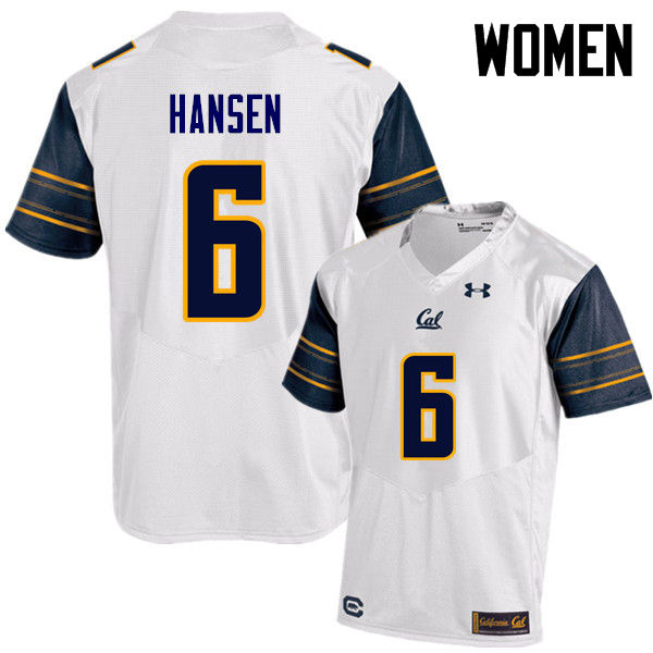 Women #6 Chad Hansen Cal Bears (California Golden Bears College) Football Jerseys Sale-White - Click Image to Close